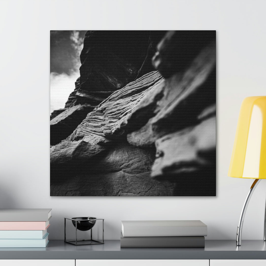 Layers of Rock in Black and White - Canvas