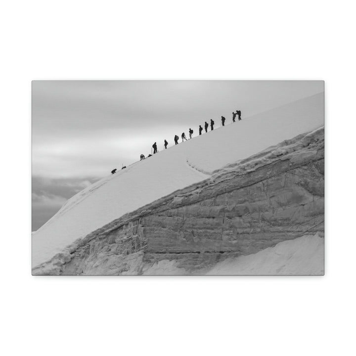 Preparing for the Climb in Black and White - Canvas