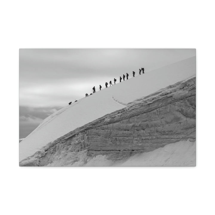 Preparing for the Climb in Black and White - Canvas