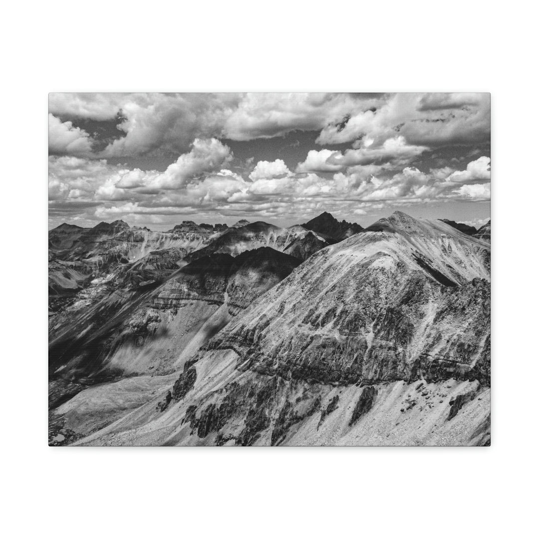 Imogene Pass From the Air in Black and White - Canvas