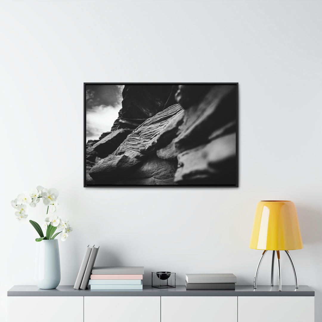 Layers of Rock in Black and White - Canvas with Frame