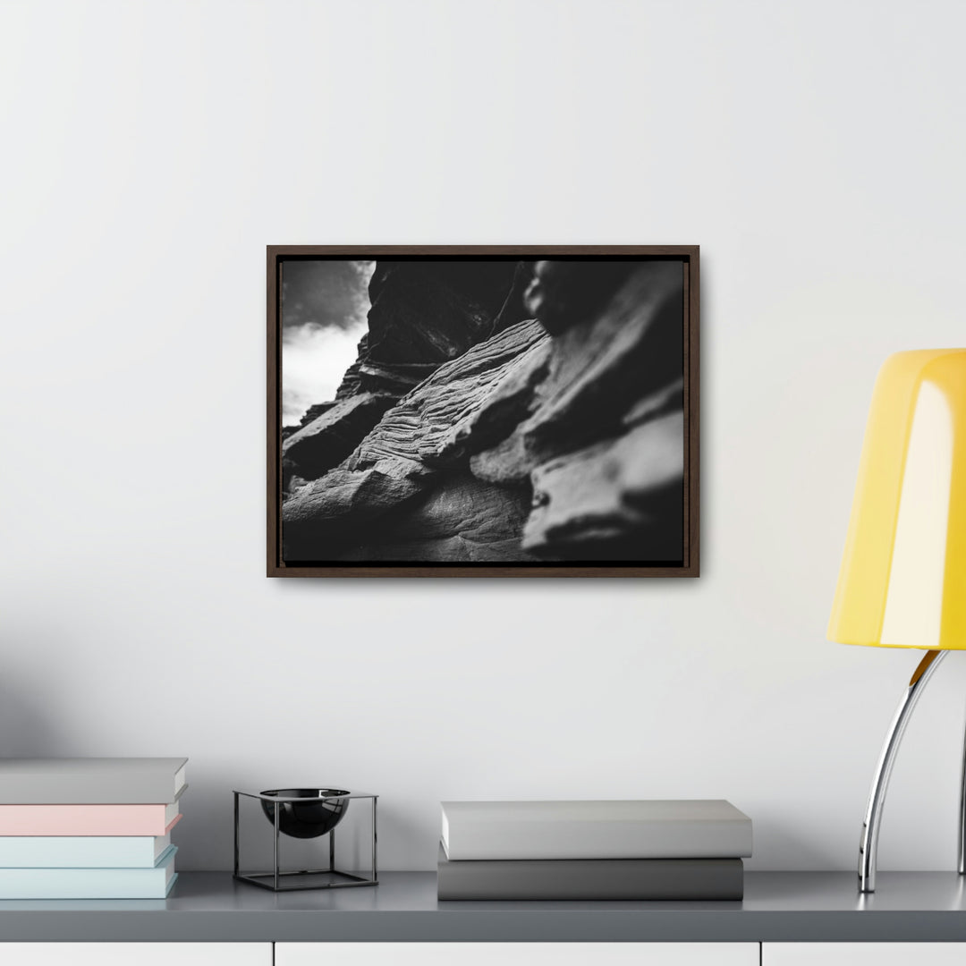 Layers of Rock in Black and White - Canvas with Frame