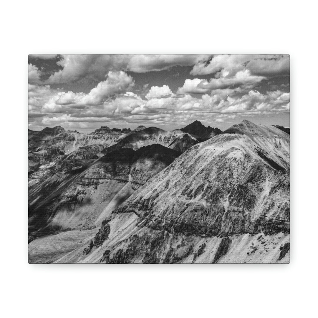 Imogene Pass From the Air in Black and White - Canvas