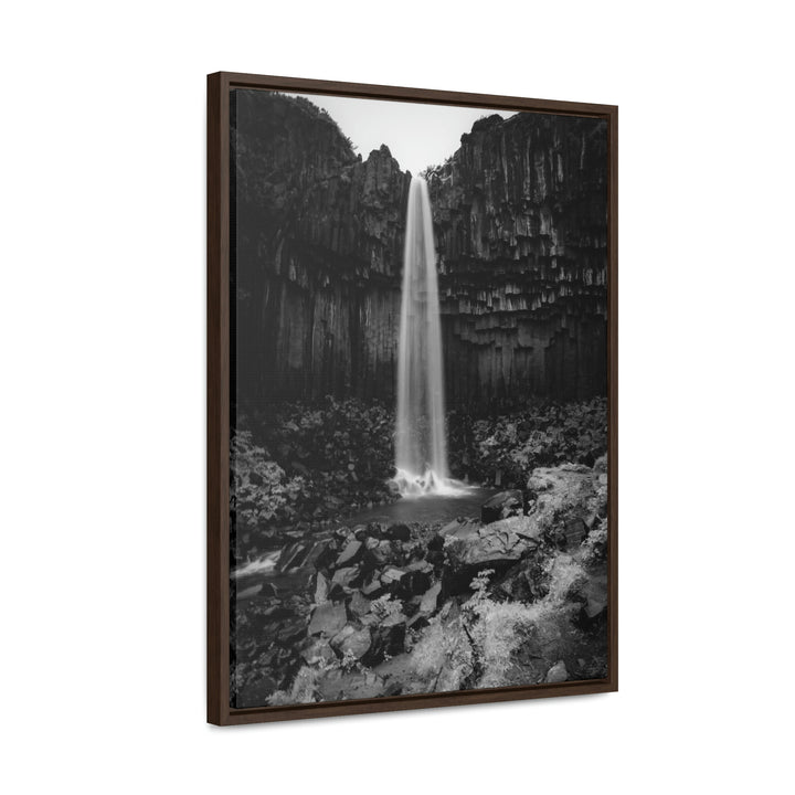 Svartifoss in Black and White - Canvas with Frame