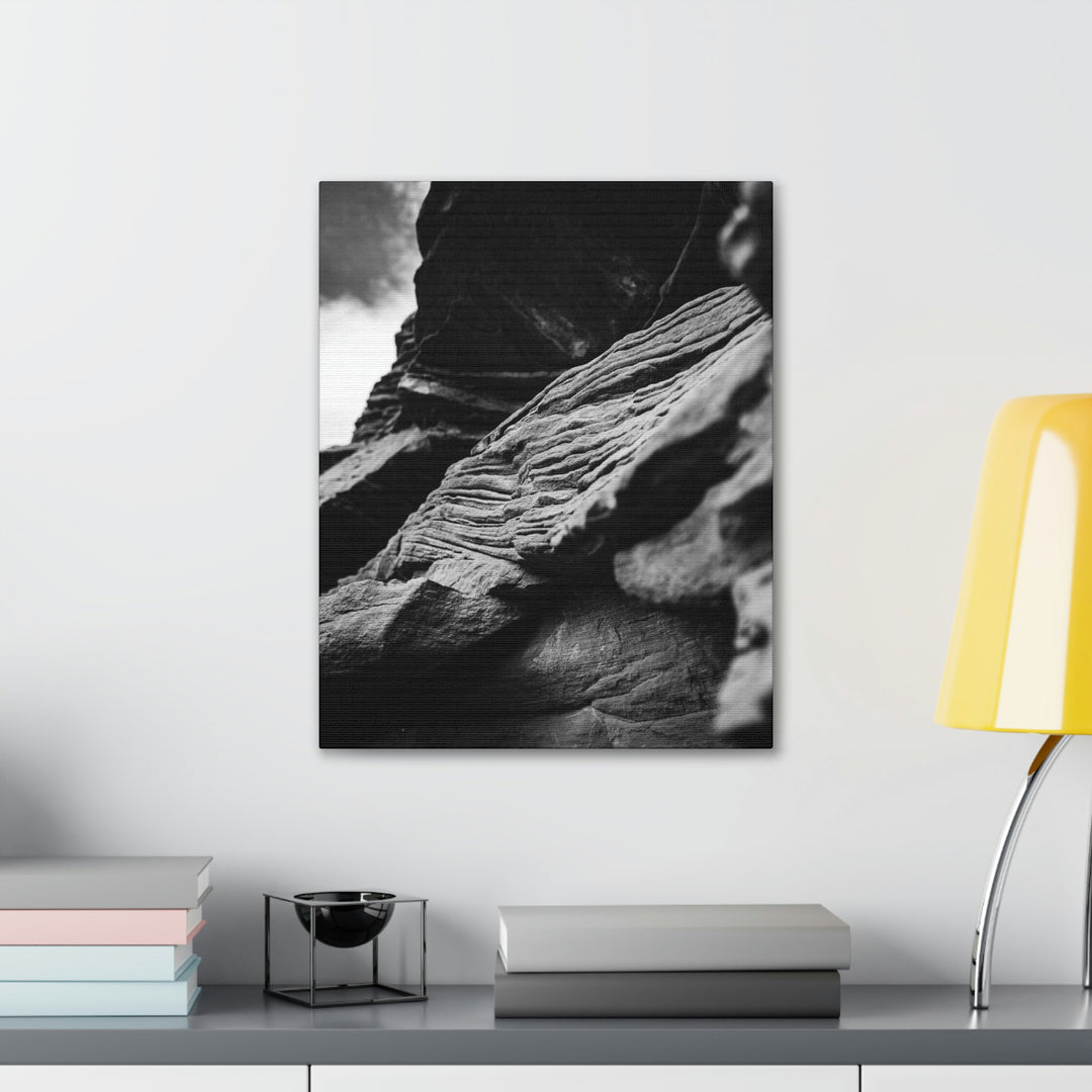 Layers of Rock in Black and White - Canvas