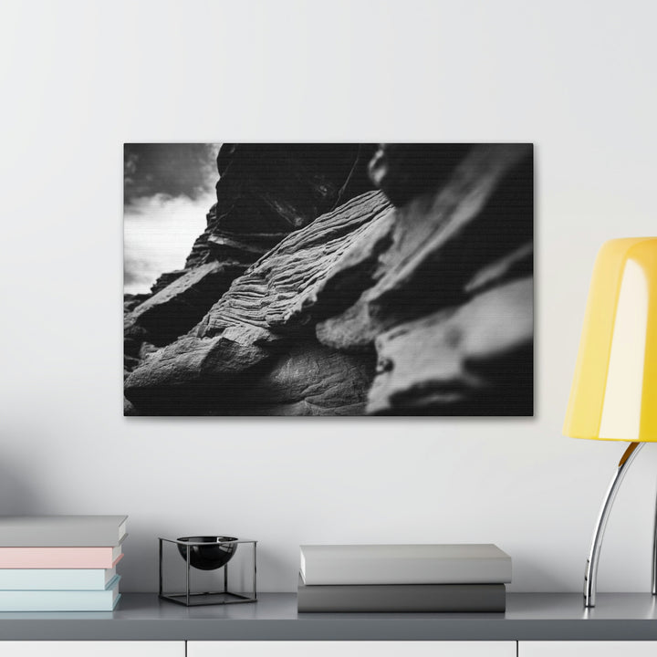 Layers of Rock in Black and White - Canvas