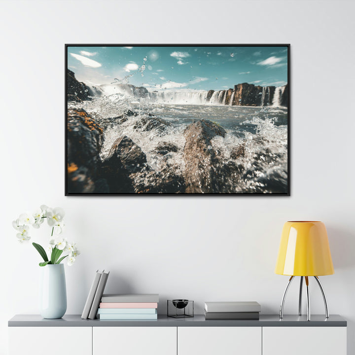 Goðafoss Splash - Canvas with Frame