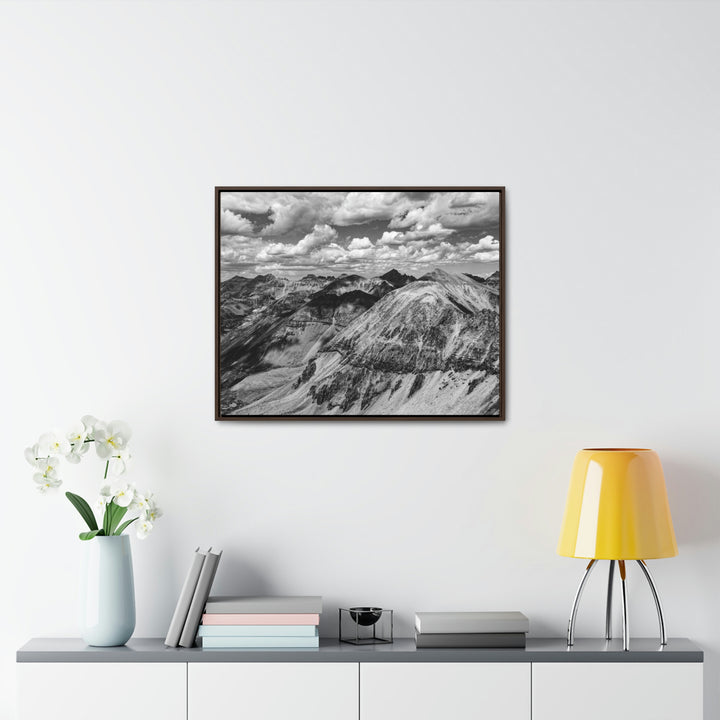 Imogene Pass From the Air in Black and White - Canvas with Frame