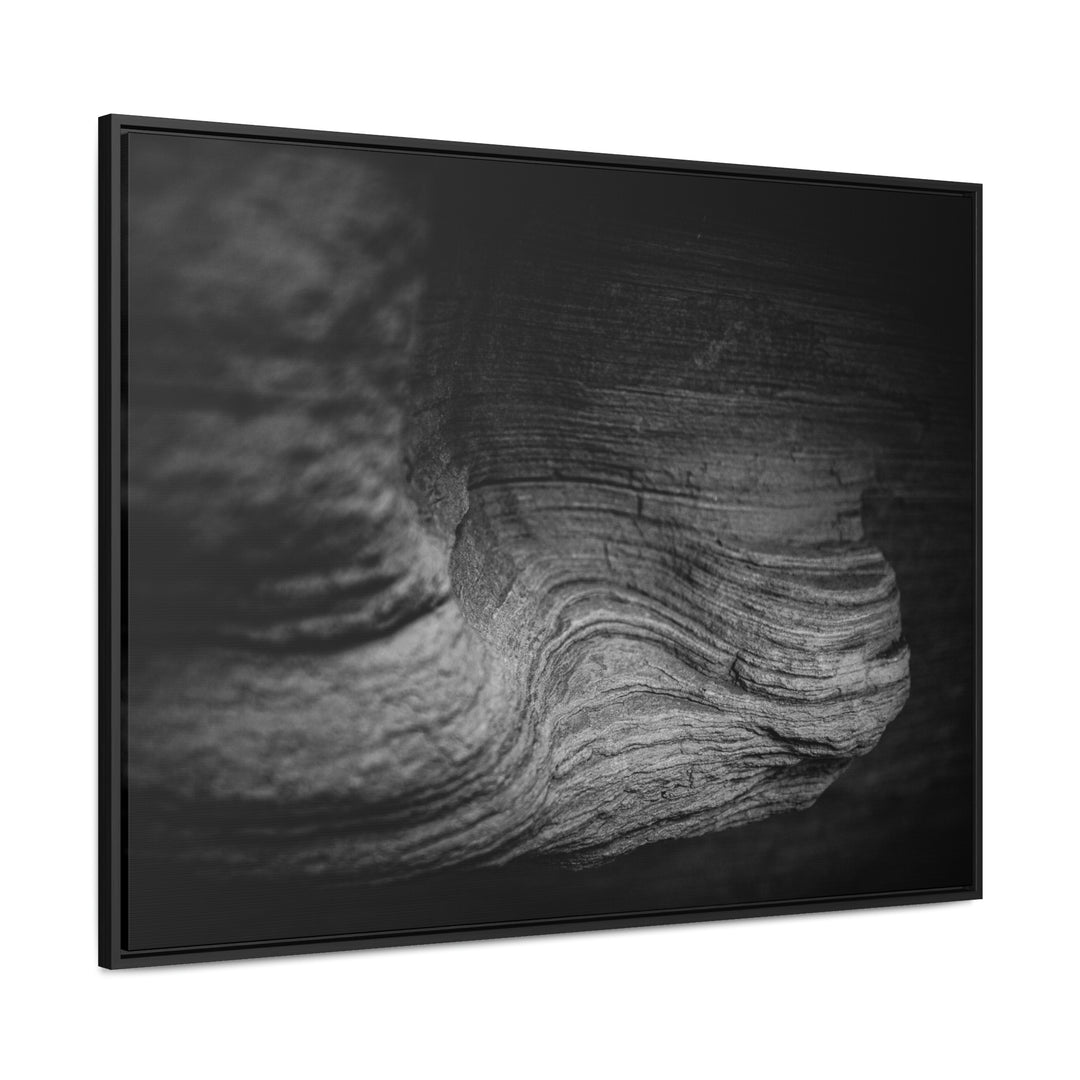 Sedimentary Rock Curves in Black and White - Canvas with Frame