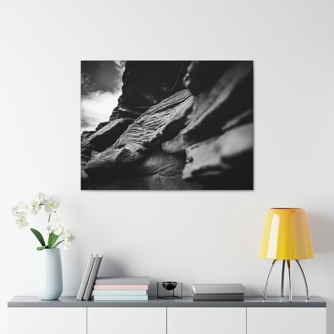 Layers of Rock in Black and White - Canvas