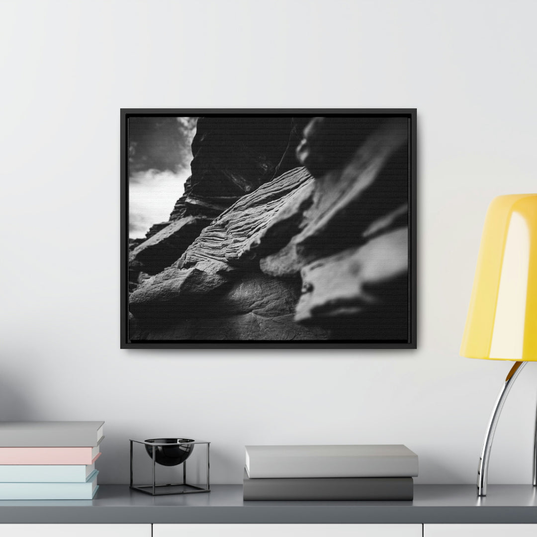 Layers of Rock in Black and White - Canvas with Frame