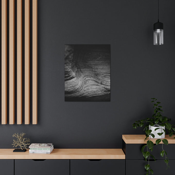 Sedimentary Rock Curves in Black and White - Canvas