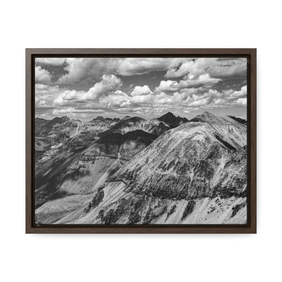 Imogene Pass From the Air in Black and White - Canvas with Frame