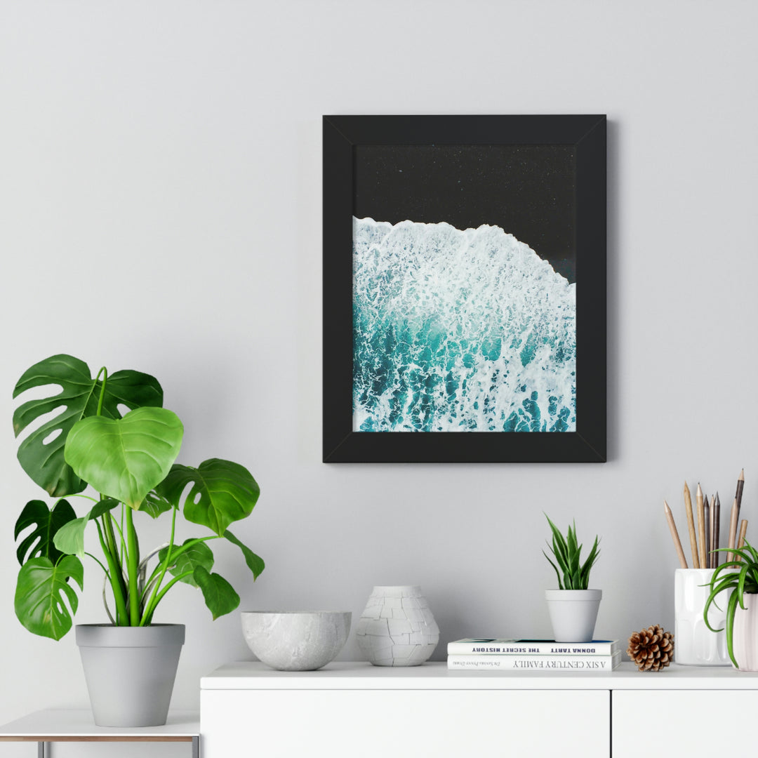 A Wave on Volcanic Sand - Framed Print