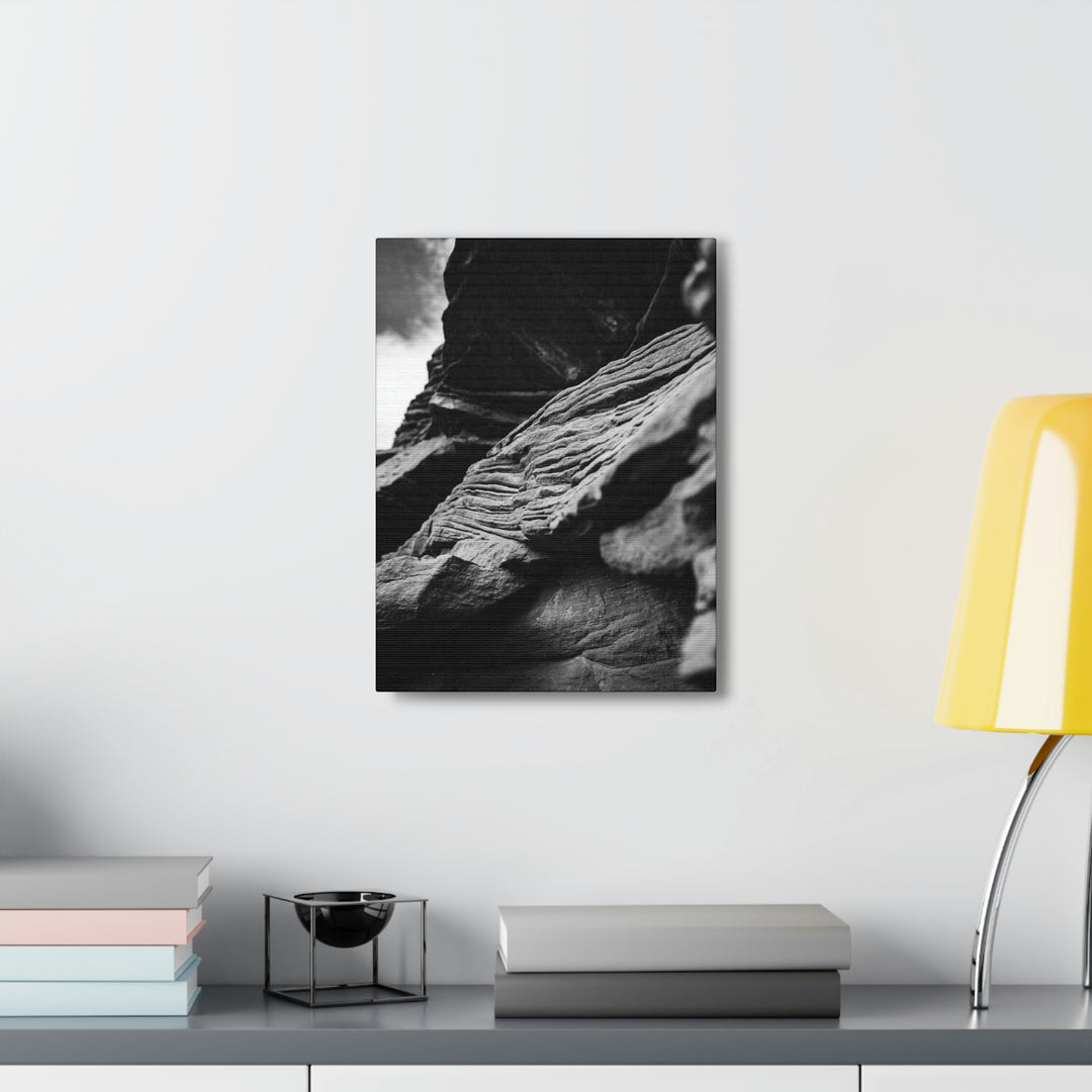 Layers of Rock in Black and White - Canvas