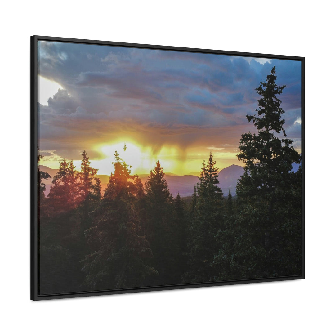 Rainy Sunset Through the Trees - Canvas with Frame