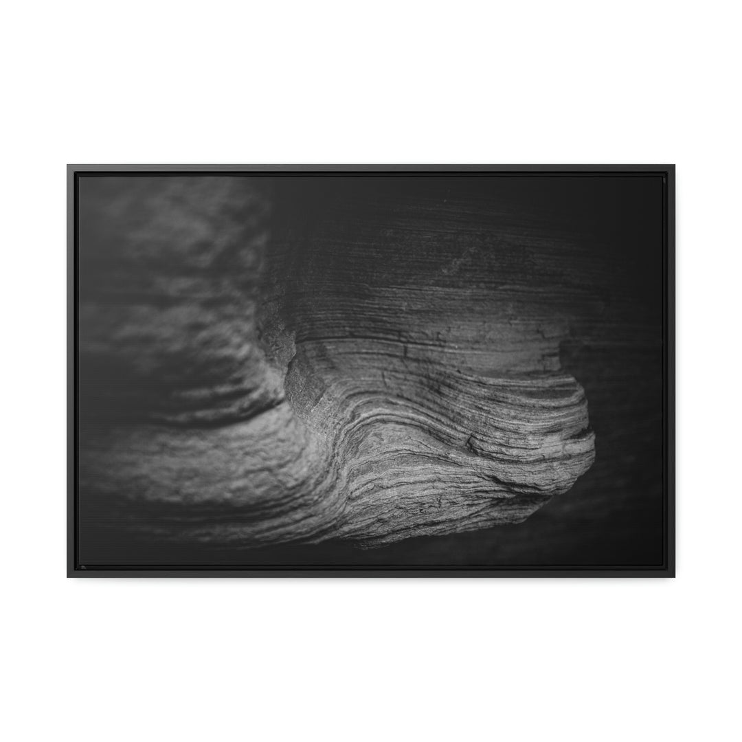 Sedimentary Rock Curves in Black and White - Canvas with Frame