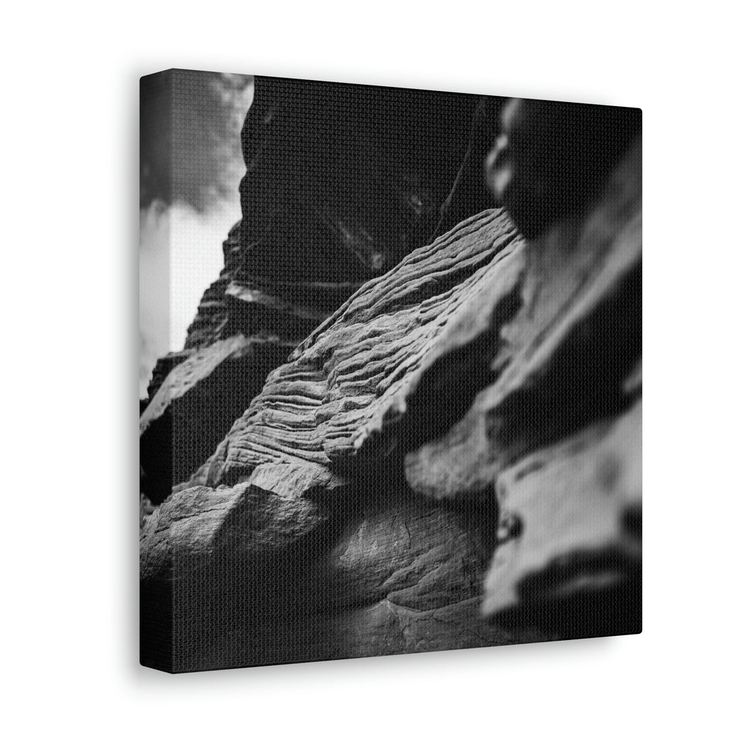 Layers of Rock in Black and White - Canvas