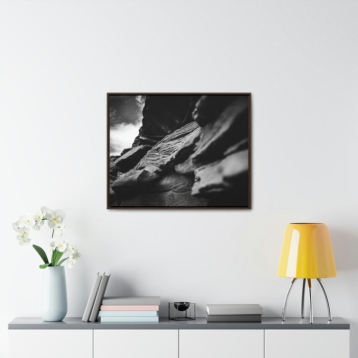 Layers of Rock in Black and White - Canvas with Frame