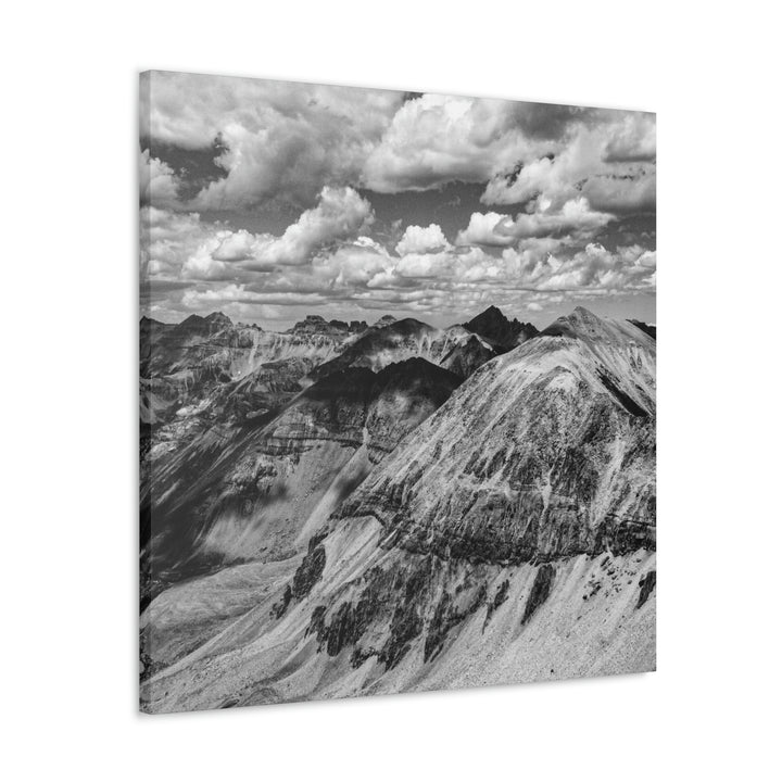 Imogene Pass From the Air in Black and White - Canvas