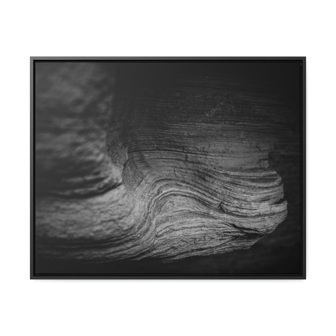 Sedimentary Rock Curves in Black and White - Canvas with Frame