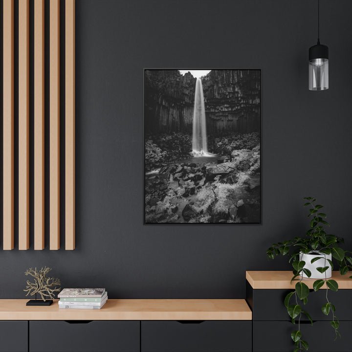 Svartifoss in Black and White - Canvas with Frame