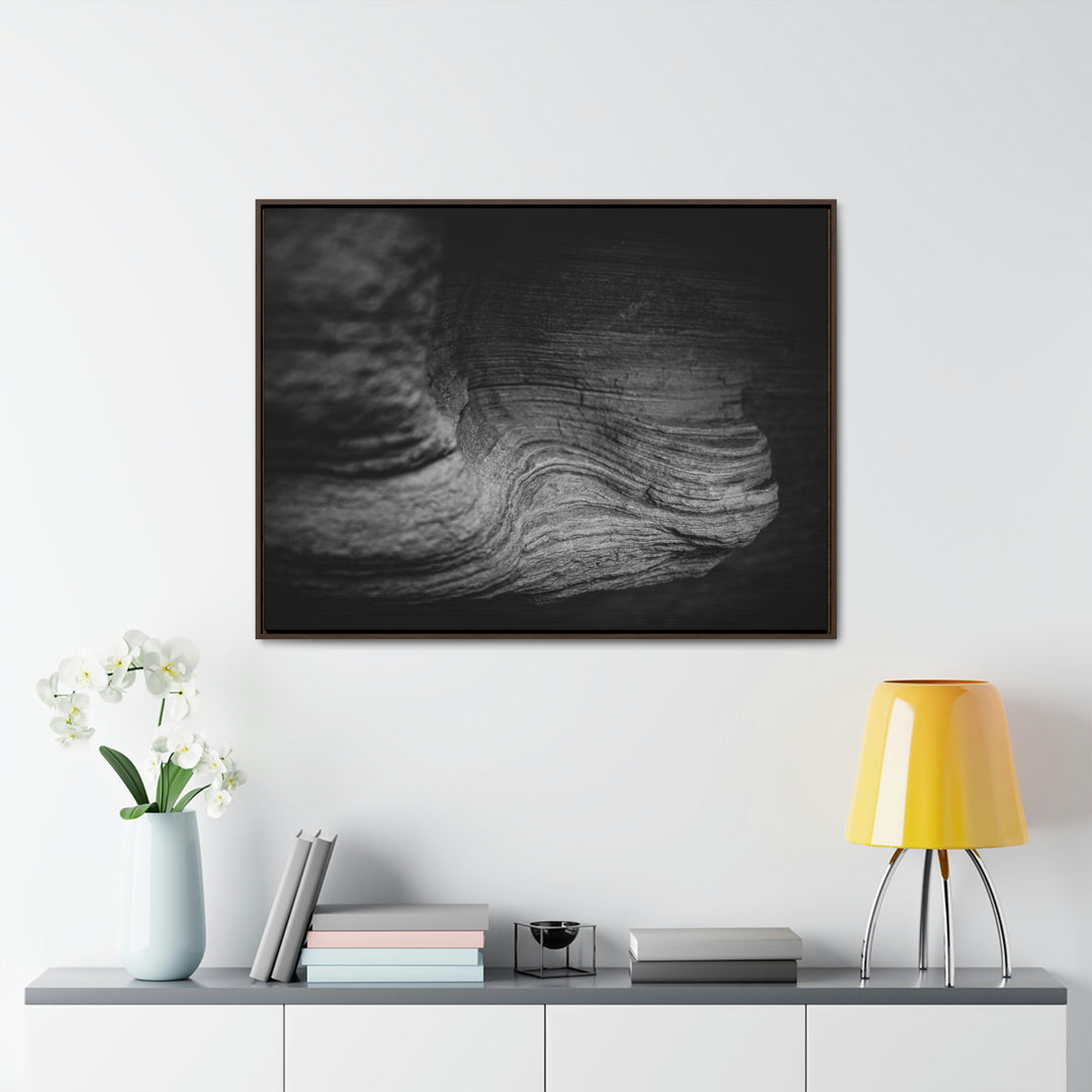 Sedimentary Rock Curves in Black and White - Canvas with Frame