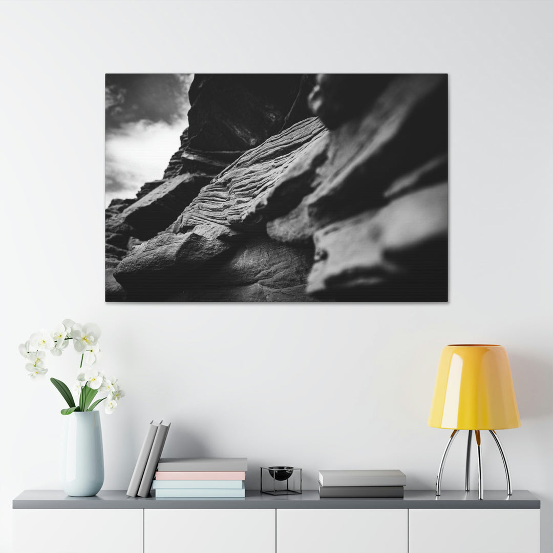 Layers of Rock in Black and White - Canvas