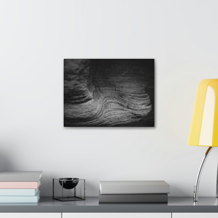 Sedimentary Rock Curves in Black and White - Canvas