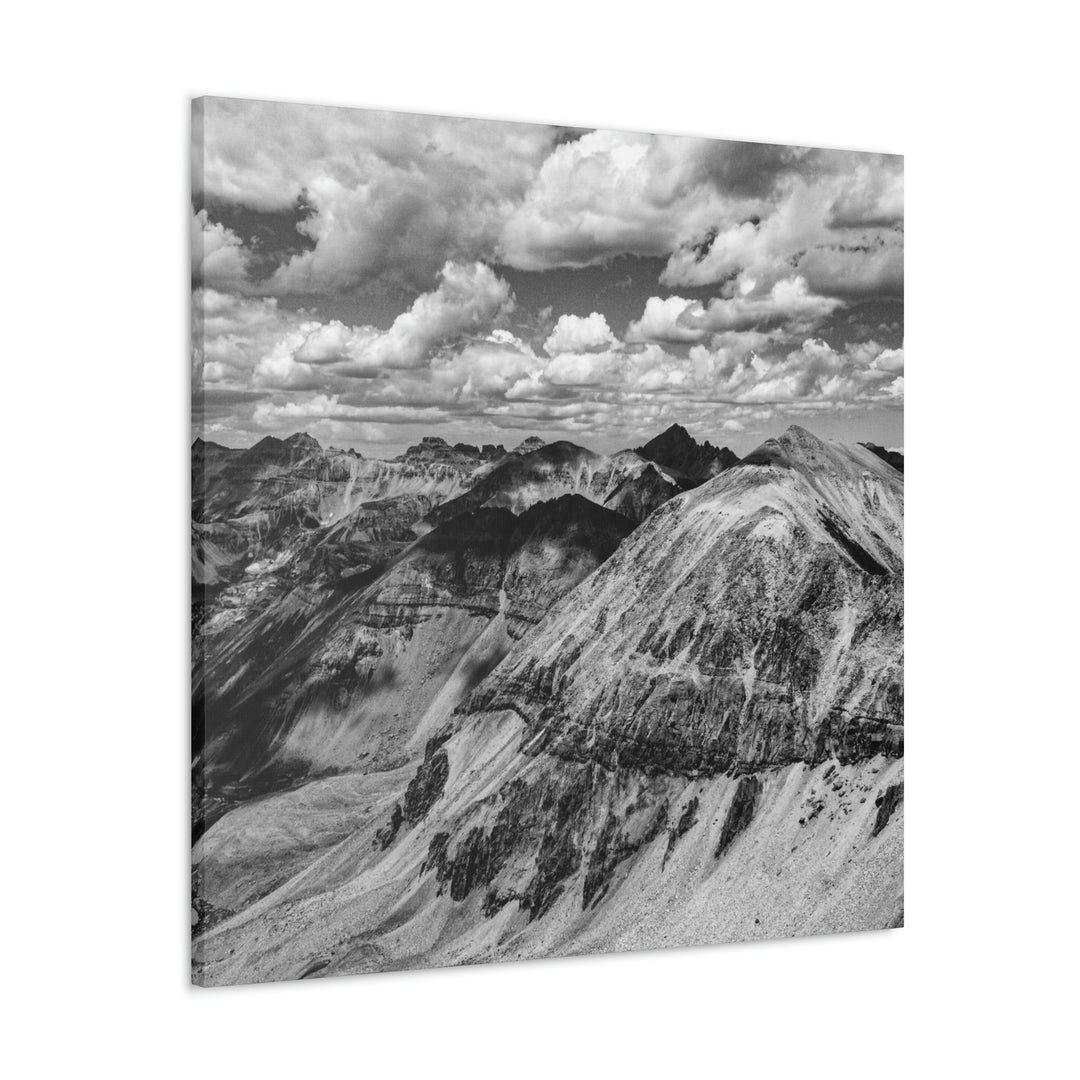 Imogene Pass From the Air in Black and White - Canvas