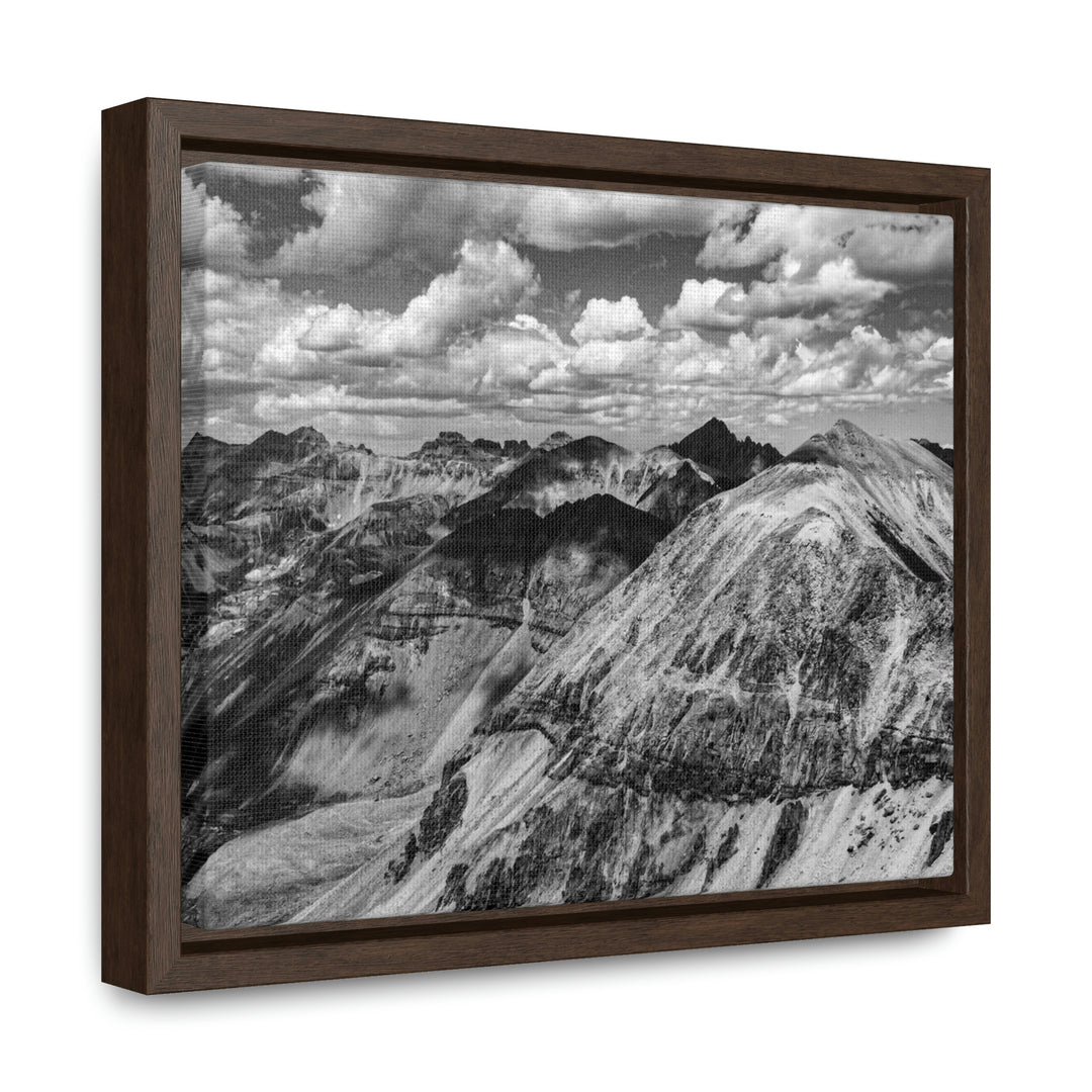 Imogene Pass From the Air in Black and White - Canvas with Frame