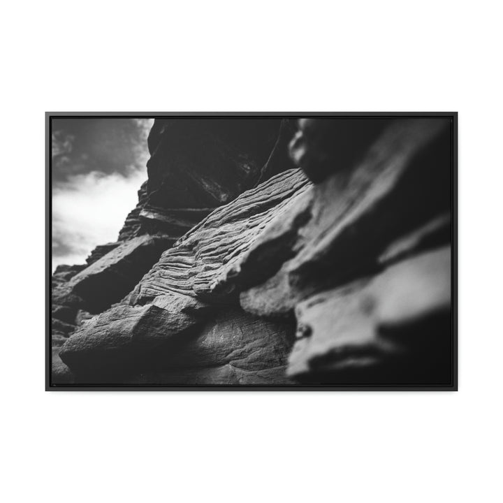 Layers of Rock in Black and White - Canvas with Frame