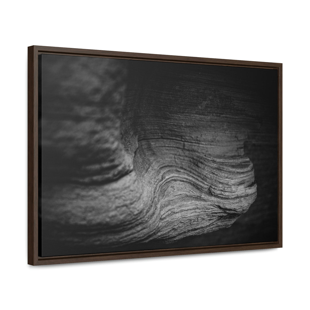 Sedimentary Rock Curves in Black and White - Canvas with Frame