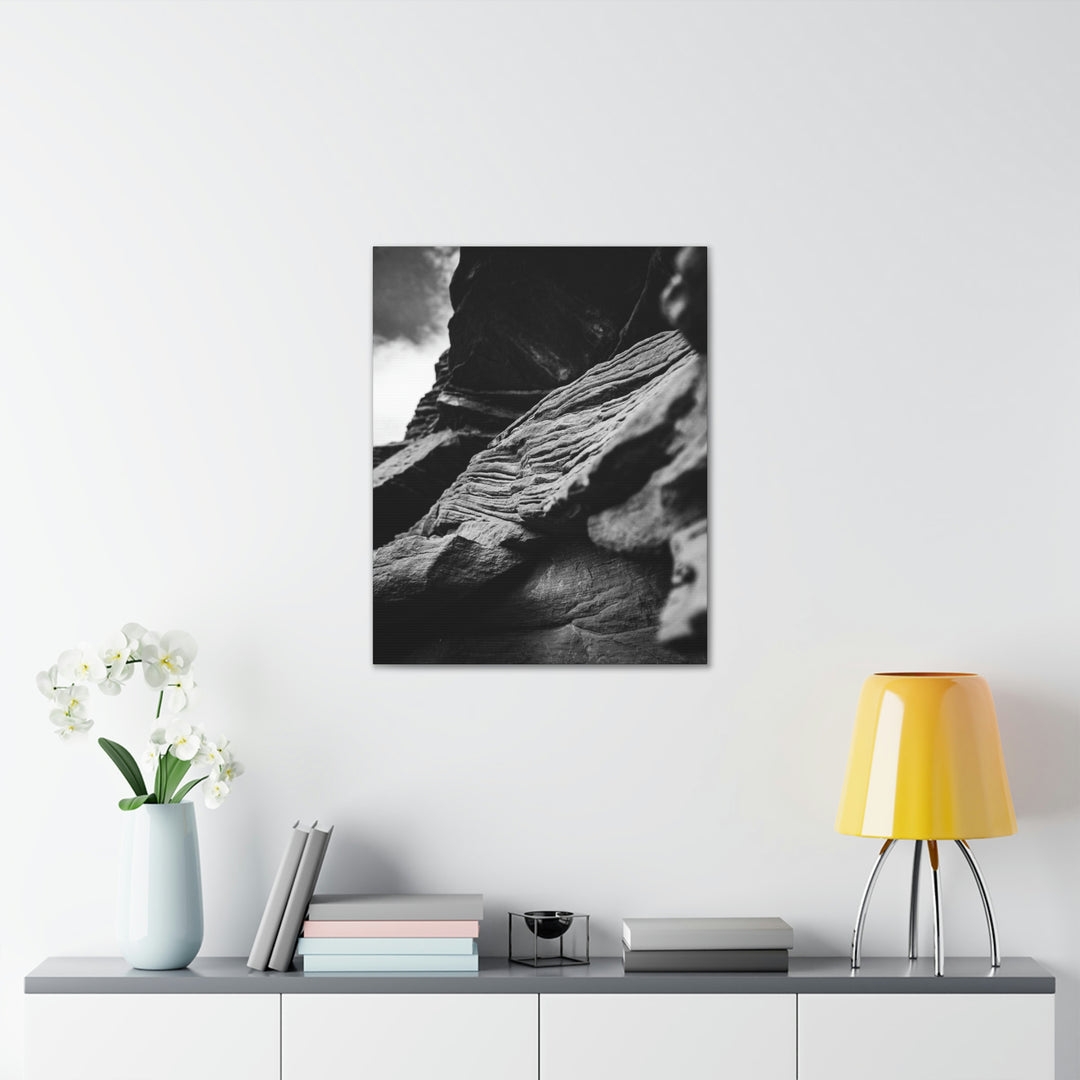 Layers of Rock in Black and White - Canvas