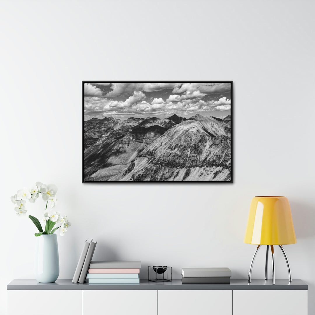 Imogene Pass From the Air in Black and White - Canvas with Frame