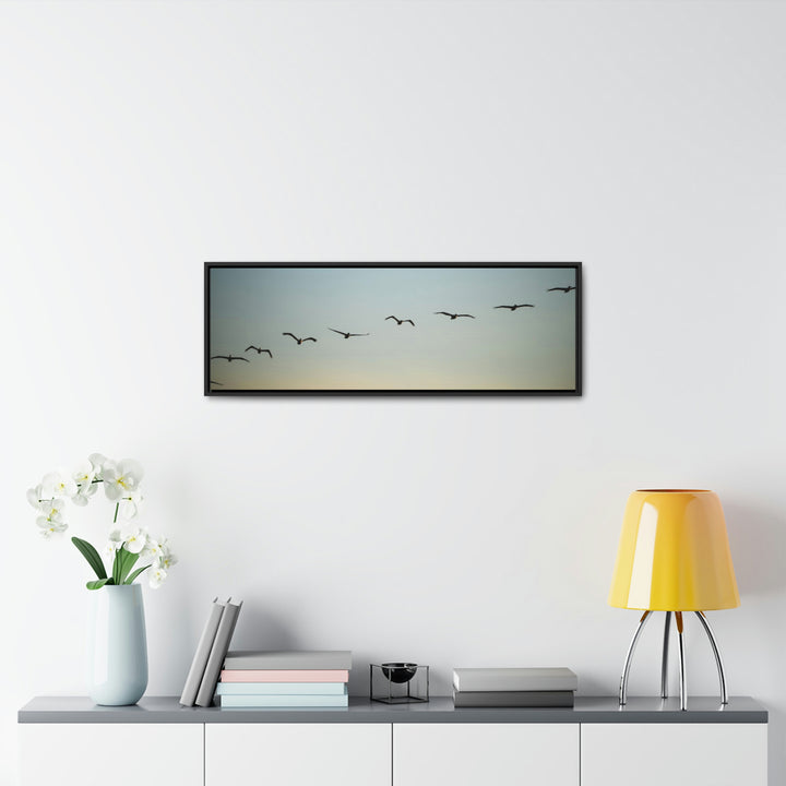 Brown Pelicans in Flight - Canvas with Frame