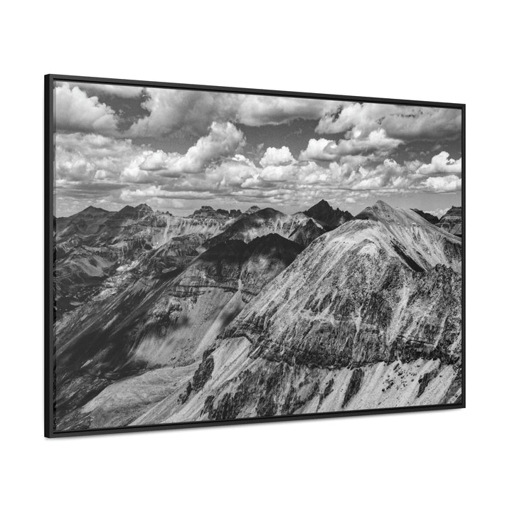 Imogene Pass From the Air in Black and White - Canvas with Frame