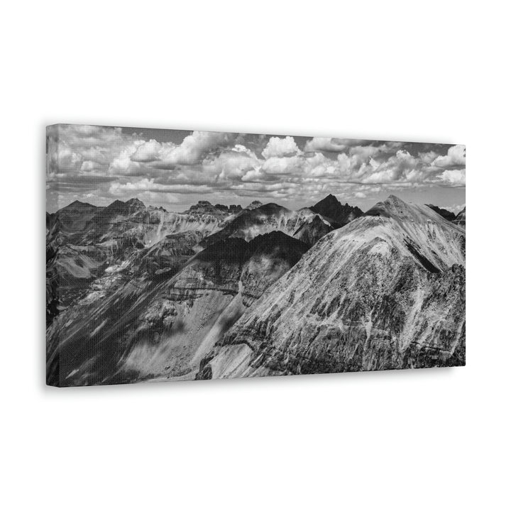 Imogene Pass From the Air in Black and White - Canvas