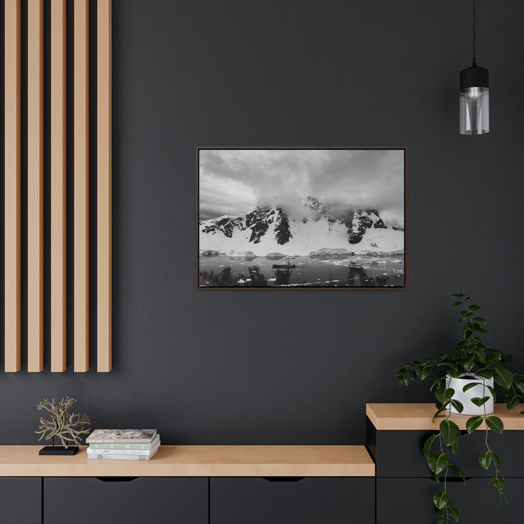 Peaceful Anchoring in Black and White - Canvas with Frame