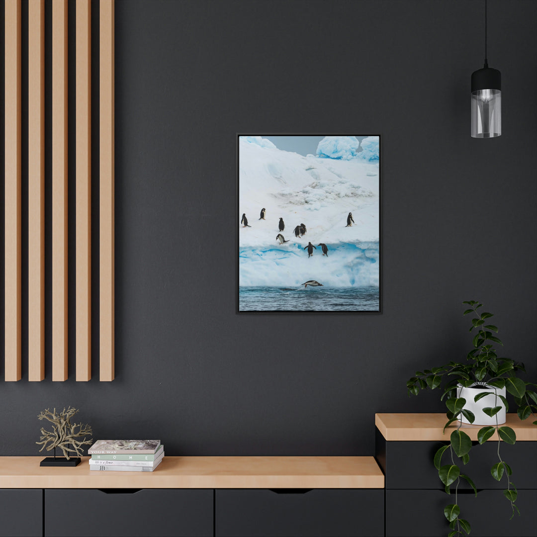 Porpoising Penguin - Canvas with Frame