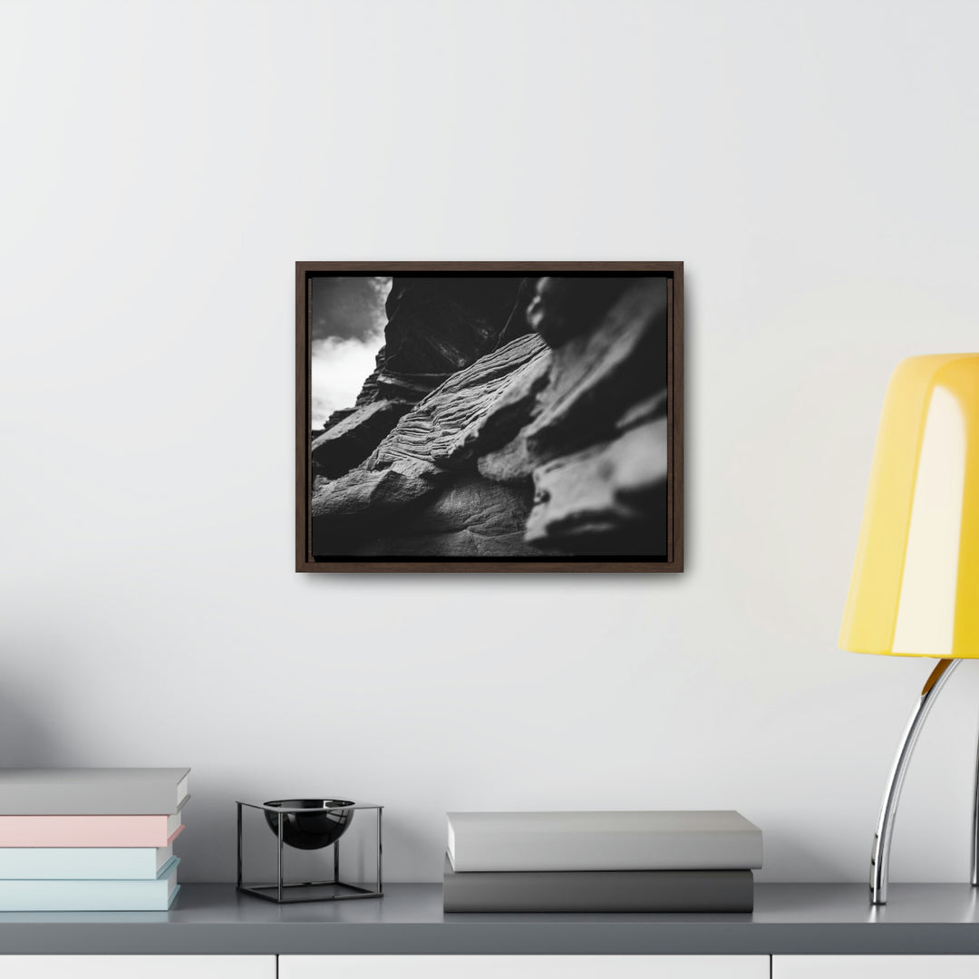 Layers of Rock in Black and White - Canvas with Frame