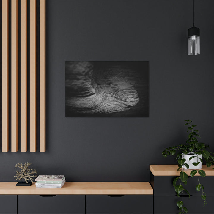 Sedimentary Rock Curves in Black and White - Canvas