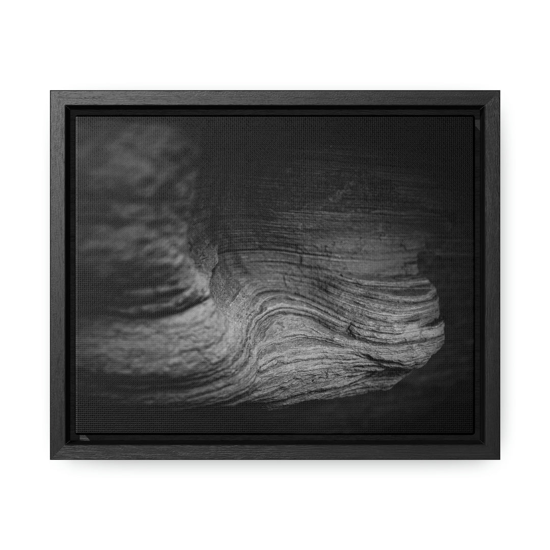 Sedimentary Rock Curves in Black and White - Canvas with Frame