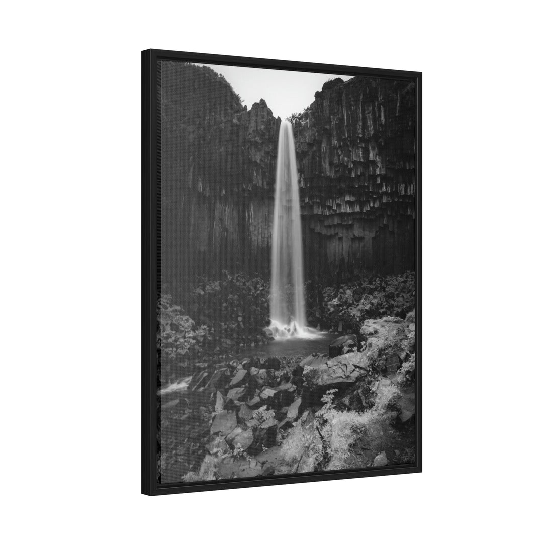 Svartifoss in Black and White - Canvas with Frame