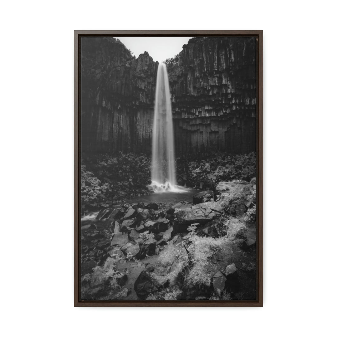 Svartifoss in Black and White - Canvas with Frame