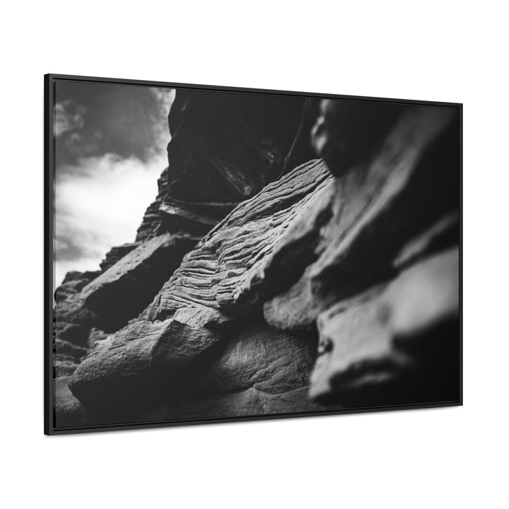 Layers of Rock in Black and White - Canvas with Frame