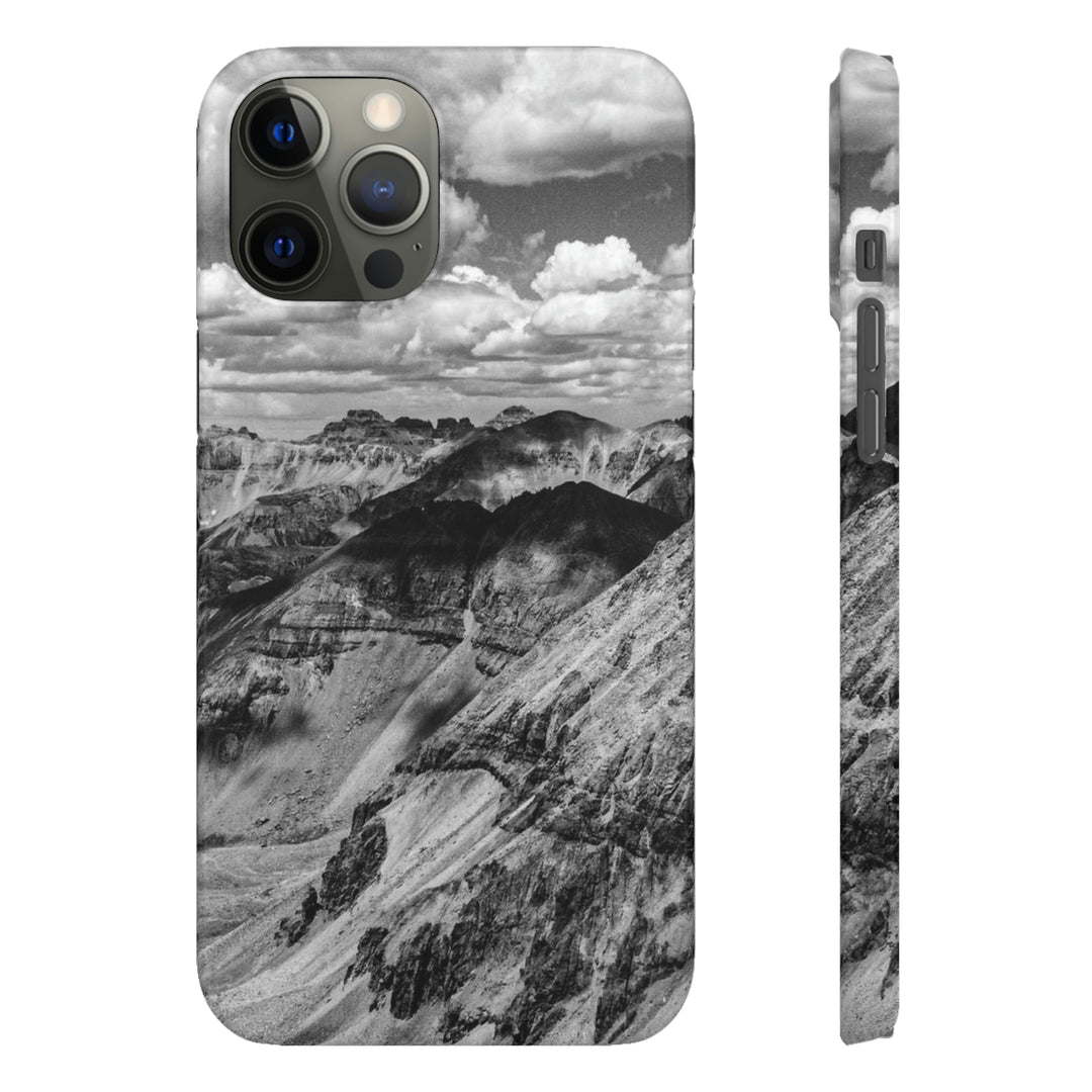 Imogene Pass From the Air in Black and White - Phone Case