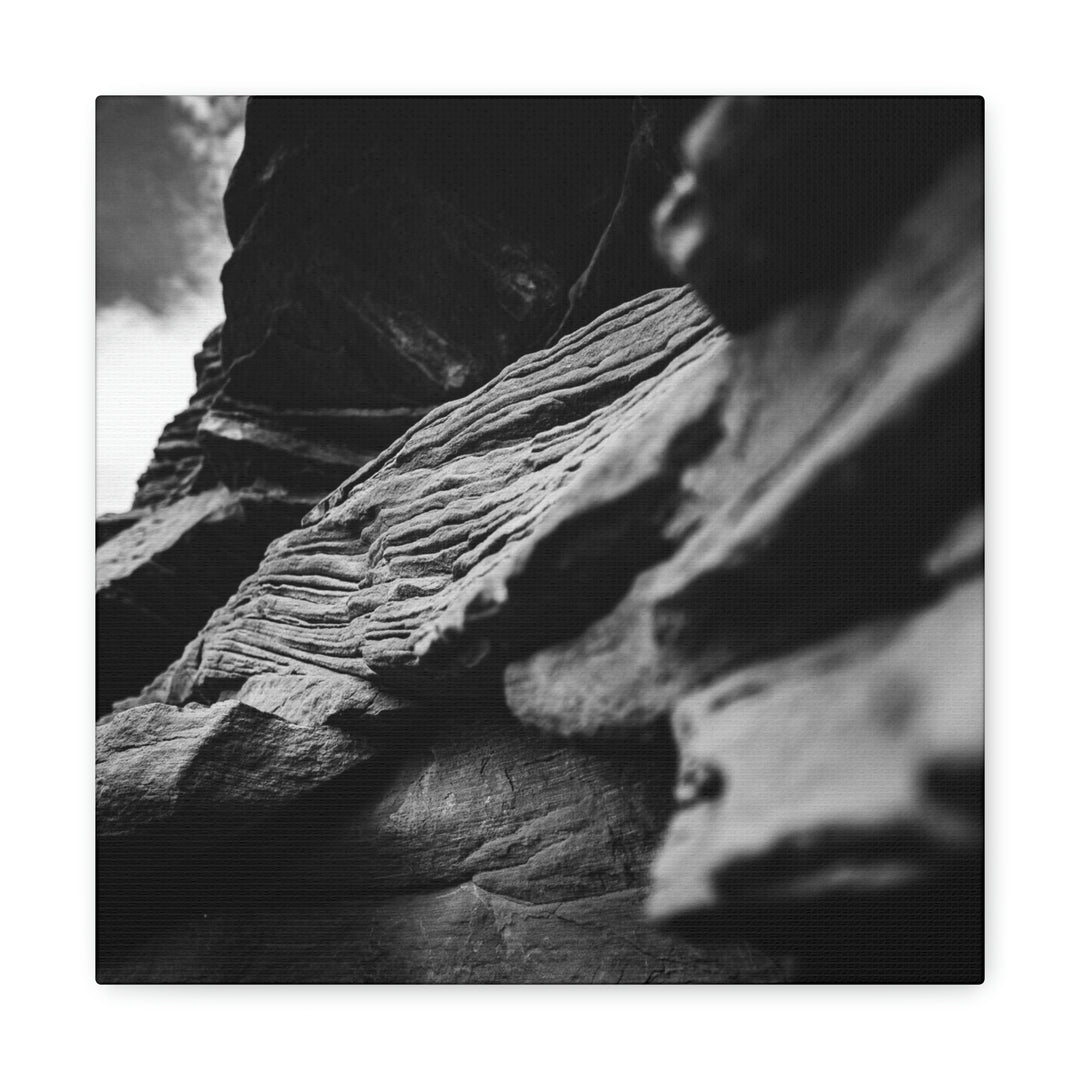 Layers of Rock in Black and White - Canvas