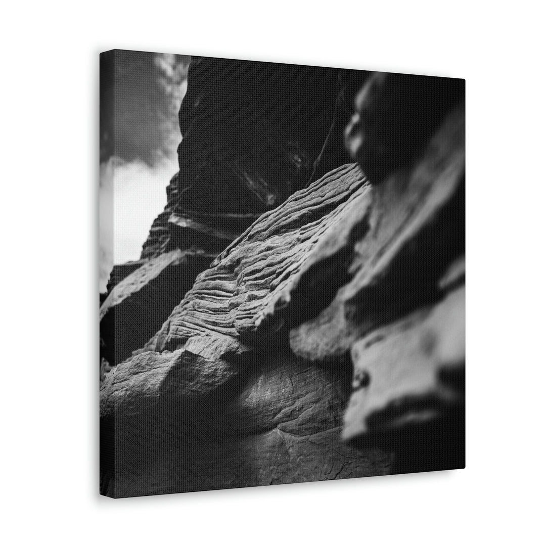 Layers of Rock in Black and White - Canvas