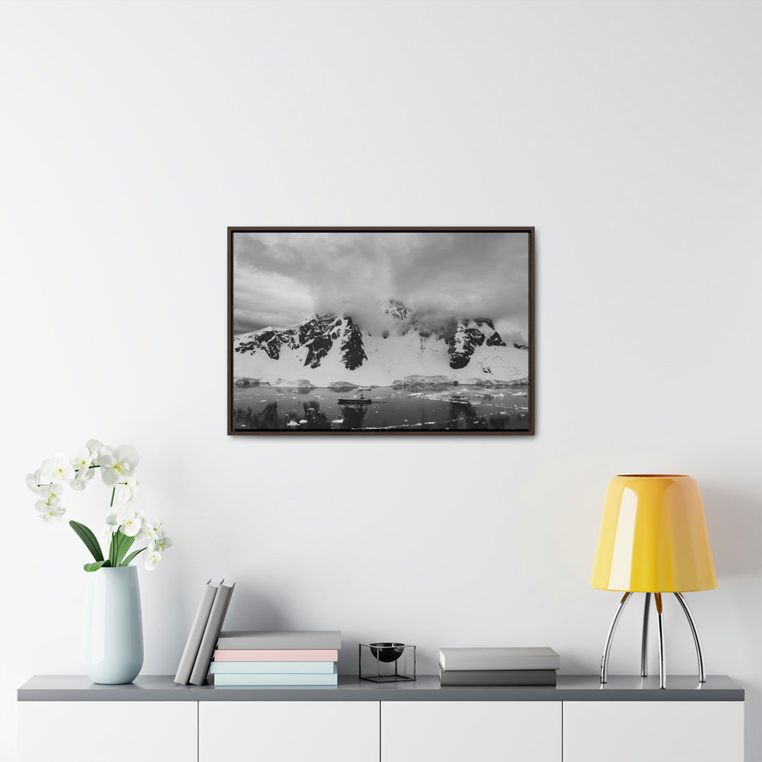 Peaceful Anchoring in Black and White - Canvas with Frame